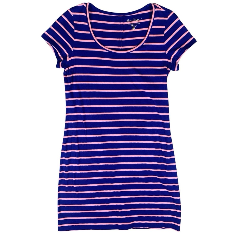 Lilly Pulitzer Dress Short Sleeve Striped Blue Pink Size Small